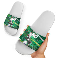 Personalized Saudi Arabia Football Slide Sandals Green Falcon National Pride Mascot