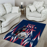 Personalized France Football Knight Area Rug Medieval Knight Soccer Concept With Eiffel Tower