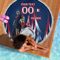 Personalized France Football Knight Beach Blanket Medieval Knight Soccer Concept With Eiffel Tower