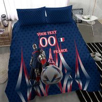 Personalized France Football Knight Bedding Set Medieval Knight Soccer Concept With Eiffel Tower