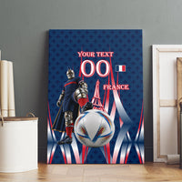 Personalized France Football Knight Canvas Wall Art Medieval Knight Soccer Concept With Eiffel Tower