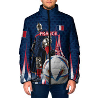 Personalized France Football Knight Padded Jacket Medieval Knight Soccer Concept With Eiffel Tower