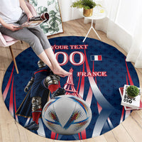 Personalized France Football Knight Round Carpet Medieval Knight Soccer Concept With Eiffel Tower
