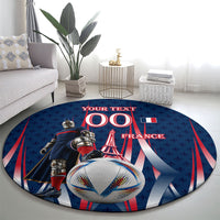 Personalized France Football Knight Round Carpet Medieval Knight Soccer Concept With Eiffel Tower