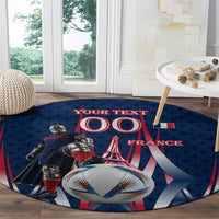 Personalized France Football Knight Round Carpet Medieval Knight Soccer Concept With Eiffel Tower