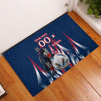 Personalized France Football Knight Rubber Doormat Medieval Knight Soccer Concept With Eiffel Tower