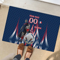 Personalized France Football Knight Rubber Doormat Medieval Knight Soccer Concept With Eiffel Tower