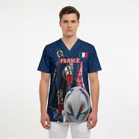 Personalized France Football Knight Scrub Top Medieval Knight Soccer Concept With Eiffel Tower