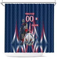 Personalized France Football Knight Shower Curtain Medieval Knight Soccer Concept With Eiffel Tower