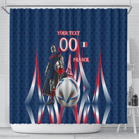 Personalized France Football Knight Shower Curtain Medieval Knight Soccer Concept With Eiffel Tower