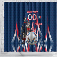 Personalized France Football Knight Shower Curtain Medieval Knight Soccer Concept With Eiffel Tower