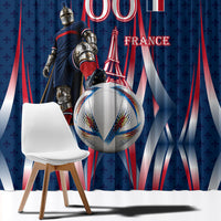 Personalized France Football Knight Window Curtain Medieval Knight Soccer Concept With Eiffel Tower