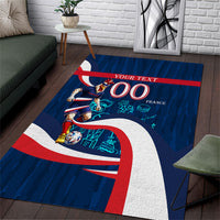 Personalized France Gallic Rooster Football Area Rug Rooster Mascot French Culture Doodle