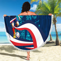 Personalized France Gallic Rooster Football Beach Blanket Rooster Mascot French Culture Doodle