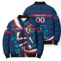 Personalized France Gallic Rooster Football Bomber Puffer Jacket Rooster Mascot French Culture Doodle