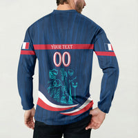 Personalized France Gallic Rooster Football Button Sweatshirt Rooster Mascot French Culture Doodle