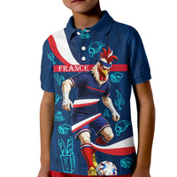 Personalized France Gallic Rooster Football Kid Polo Shirt Rooster Mascot French Culture Doodle
