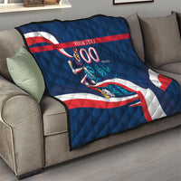 Personalized France Gallic Rooster Football Quilt Rooster Mascot French Culture Doodle