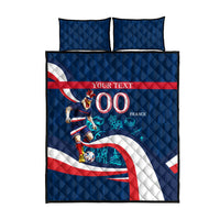 Personalized France Gallic Rooster Football Quilt Bed Set Rooster Mascot French Culture Doodle