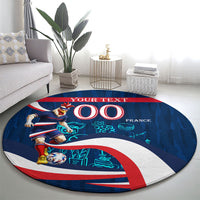 Personalized France Gallic Rooster Football Round Carpet Rooster Mascot French Culture Doodle