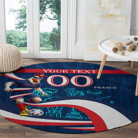 Personalized France Gallic Rooster Football Round Carpet Rooster Mascot French Culture Doodle
