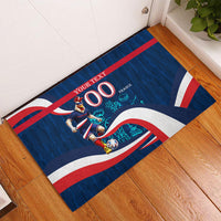 Personalized France Gallic Rooster Football Rubber Doormat Rooster Mascot French Culture Doodle