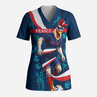 Personalized France Gallic Rooster Football Scrub Top Rooster Mascot French Culture Doodle