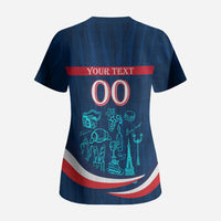 Personalized France Gallic Rooster Football Scrub Top Rooster Mascot French Culture Doodle