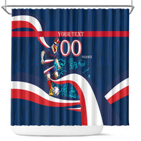 Personalized France Gallic Rooster Football Shower Curtain Rooster Mascot French Culture Doodle
