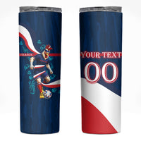 Personalized France Gallic Rooster Football Skinny Tumbler Rooster Mascot French Culture Doodle