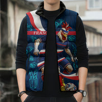 Personalized France Gallic Rooster Football Sleeveless Puffer Jacket Rooster Mascot French Culture Doodle