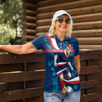 Personalized France Gallic Rooster Football Women Polo Shirt Rooster Mascot French Culture Doodle