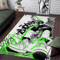 Street Style Graffiti Area Rug with Smoking Monkey and Neon Green - Wonder Print Shop