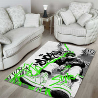 Street Style Graffiti Area Rug with Smoking Monkey and Neon Green - Wonder Print Shop