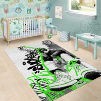 Street Style Graffiti Area Rug with Smoking Monkey and Neon Green - Wonder Print Shop