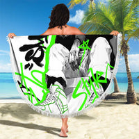 Street Style Graffiti Beach Blanket with Smoking Monkey and Neon Green - Wonder Print Shop