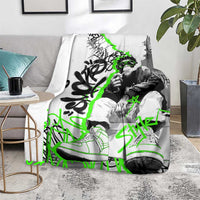 Street Style Graffiti Blanket with Smoking Monkey and Neon Green - Wonder Print Shop