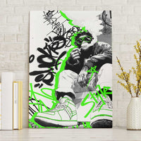 Street Style Graffiti Canvas Wall Art with Smoking Monkey and Neon Green - Wonder Print Shop