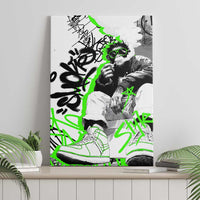 Street Style Graffiti Canvas Wall Art with Smoking Monkey and Neon Green - Wonder Print Shop