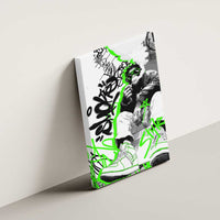 Street Style Graffiti Canvas Wall Art with Smoking Monkey and Neon Green - Wonder Print Shop