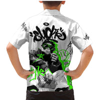 Street Style Graffiti Family Matching Mermaid Dress and Hawaiian Shirt with Smoking Monkey and Neon Green - Wonder Print Shop