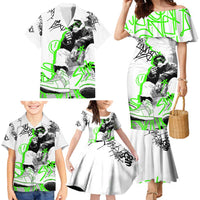 Street Style Graffiti Family Matching Mermaid Dress and Hawaiian Shirt with Smoking Monkey and Neon Green - Wonder Print Shop