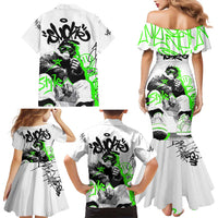 Street Style Graffiti Family Matching Mermaid Dress and Hawaiian Shirt with Smoking Monkey and Neon Green - Wonder Print Shop
