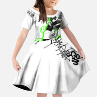 Street Style Graffiti Family Matching Off Shoulder Maxi Dress and Hawaiian Shirt with Smoking Monkey and Neon Green - Wonder Print Shop