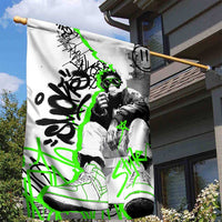 Street Style Graffiti Garden Flag with Smoking Monkey and Neon Green - Wonder Print Shop