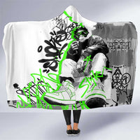 Street Style Graffiti Hooded Blanket with Smoking Monkey and Neon Green - Wonder Print Shop