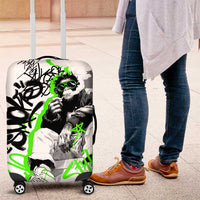 Street Style Graffiti Luggage Cover with Smoking Monkey and Neon Green - Wonder Print Shop