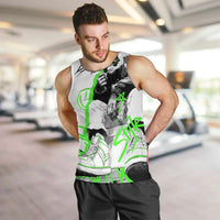 Street Style Graffiti Men Tank Top with Smoking Monkey and Neon Green - Wonder Print Shop