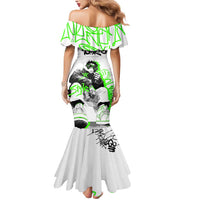 Street Style Graffiti Mermaid Dress with Smoking Monkey and Neon Green - Wonder Print Shop