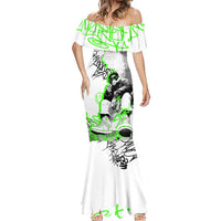 Street Style Graffiti Mermaid Dress with Smoking Monkey and Neon Green - Wonder Print Shop